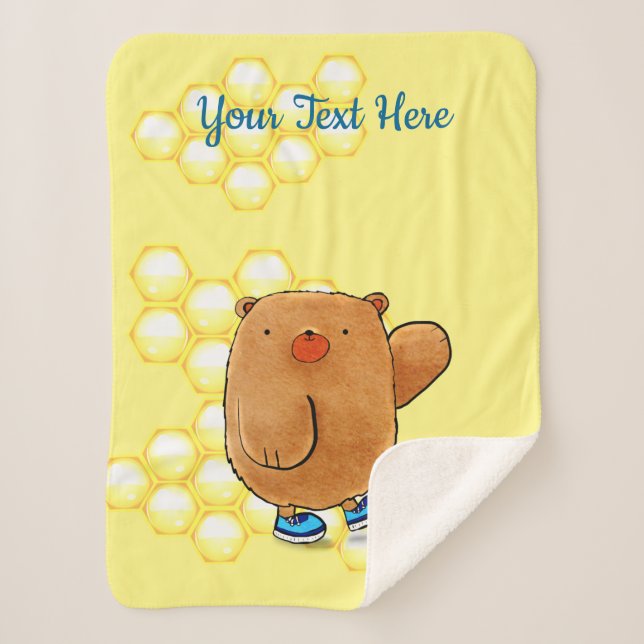 Sweet Honey Bear Sherpa Blanket (Front)