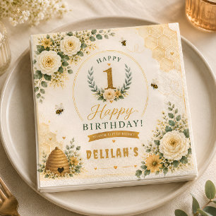 Sweet Honey Bee Birthday Napkins