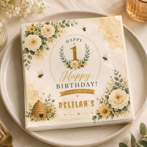Sweet Honey Bee Birthday Napkins