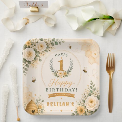 Sweet Honey Bee Birthday Paper Plates