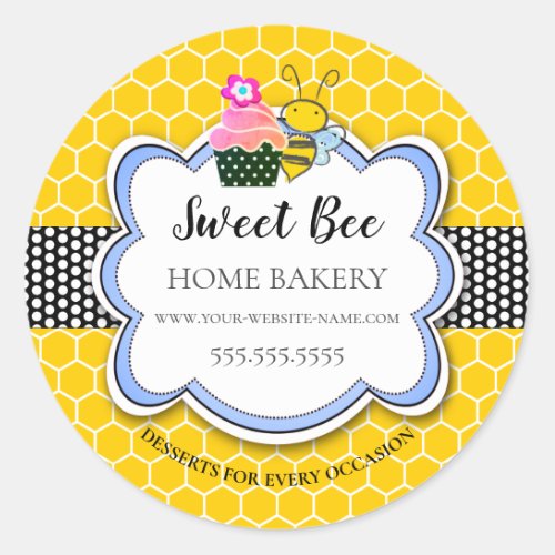 Sweet Honey Bee Cupcake Bakery Classic Round Stick Classic Round Sticker