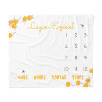 Sweet Honey Bee Gender Neutral Baby Milestone Fleece Blanket
