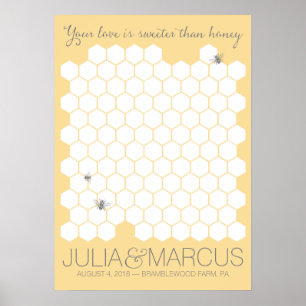 Sweet Honey Bee Guestbook Poster - CHOOSE COLOR