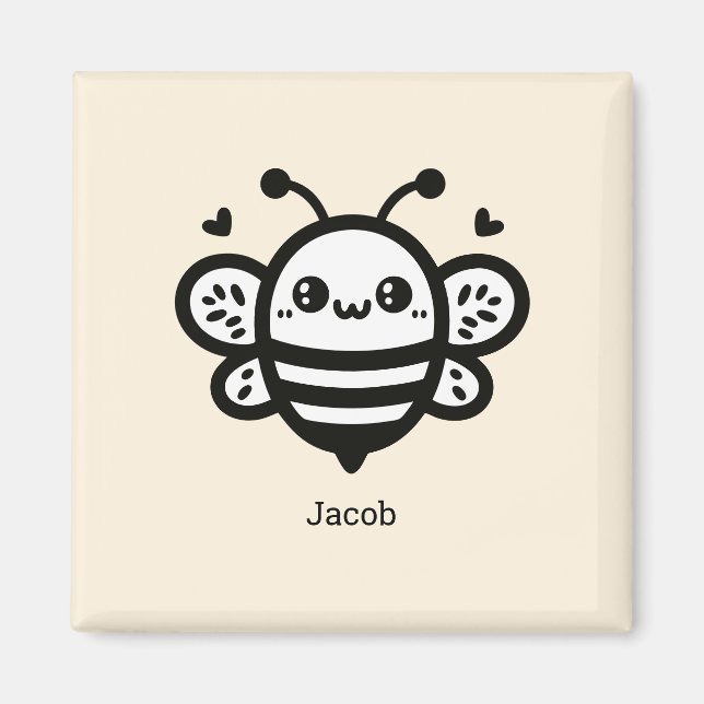 Sweet Honey Bee - Kawaii Nursery Line Art Magnet (Front)