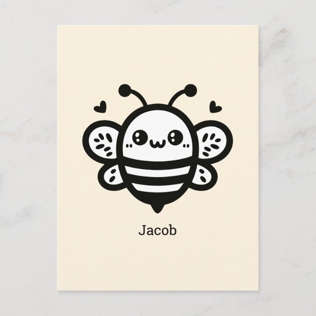 Sweet Honey Bee - Kawaii Nursery Line Art Postcard (Front)