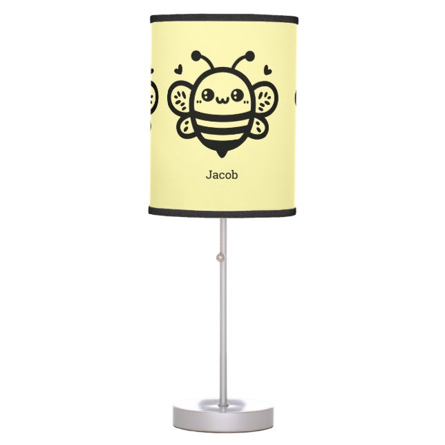 Sweet Honey Bee - Kawaii Nursery Line Art Table Lamp (Front)