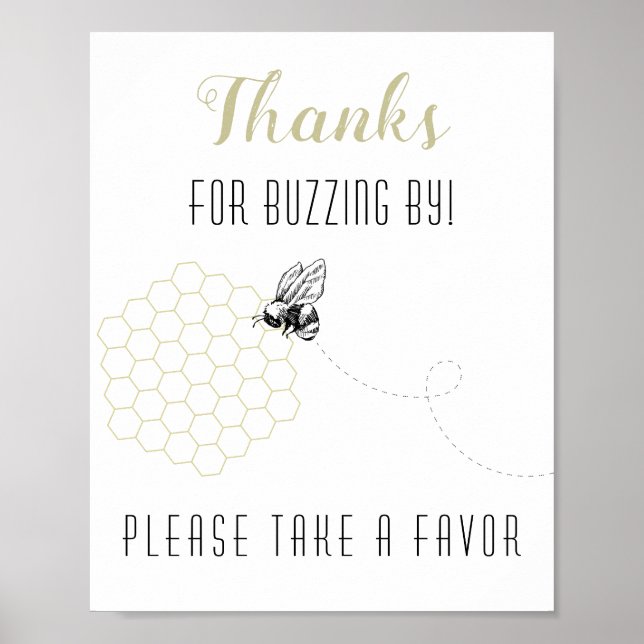 Sweet Honey Bee Party Decor Favor Sign (Front)