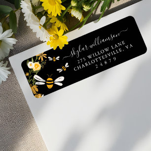 Sweet Honey Bee Watercolor Wildflowers Baby Shower Label