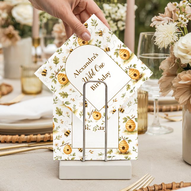 Sweet Honey Bee Wild One Birthday Napkins (Creator Uploaded)