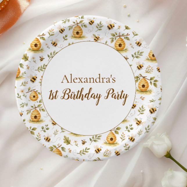 Sweet Honey Bee Wild One Birthday Paper Plates (Creator Uploaded)