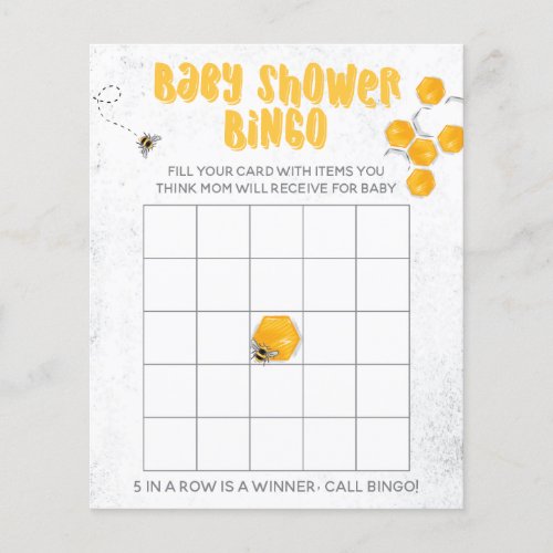 Sweet Honey Bee Yellow Baby Shower Bingo Game