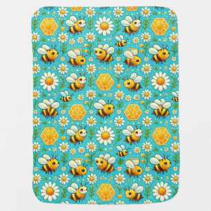 ✨ Sweet Honey Bees & Daisies Cute Floral Spring 💛 Baby Blanket
