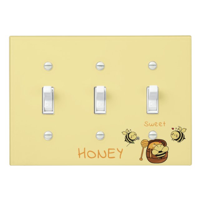 Sweet Honey Cute Little Honeybee Light Switch Cover (In Situ)