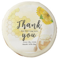 Sweet Honey with Flowers First Bee One Birthday Sugar Cookie