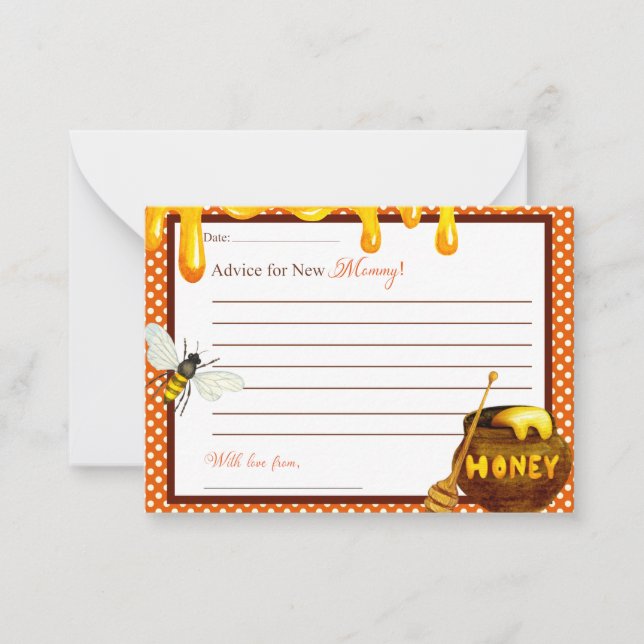 Sweet Honeybee Baby Shower Advice for Mommy Card (Front)