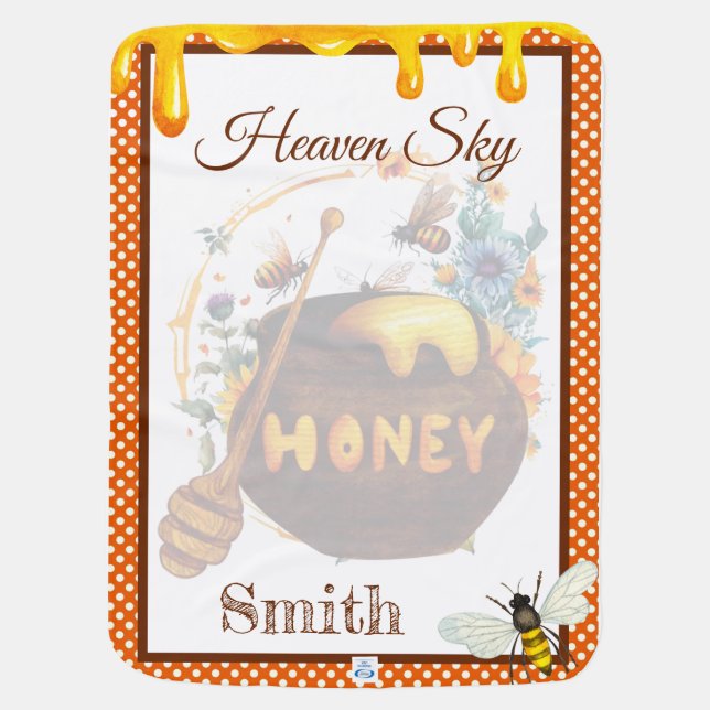 Sweet Honeybee Baby Shower  Baby Blanket (Back)