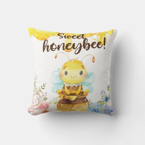 Sweet honeybee bumblebee bee gender reveal gift throw pillow