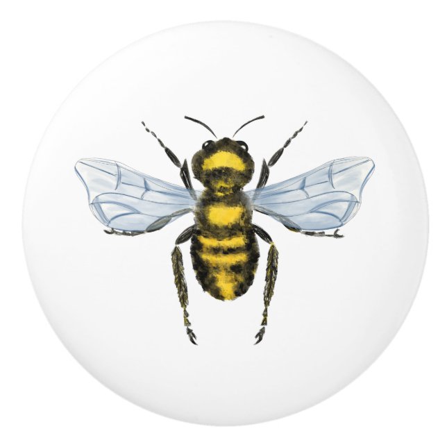 Sweet Honeybee Nursery Playroom Decor Ceramic Knob (Front)