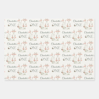 Sweet Honeybee Wildflower Girls First Birthday Wrapping Paper Sheets