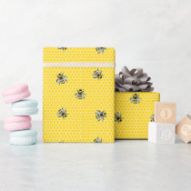 Sweet Honeycomb Bee Yellow Baby Shower Birthday  Wrapping Paper