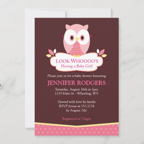 Sweet Hoot Owl Baby Shower Invitations - Pink