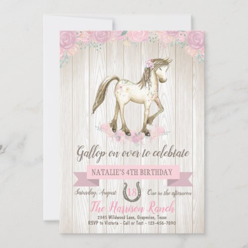 Sweet Horse Any  Number Horse Birthday Party Invitation