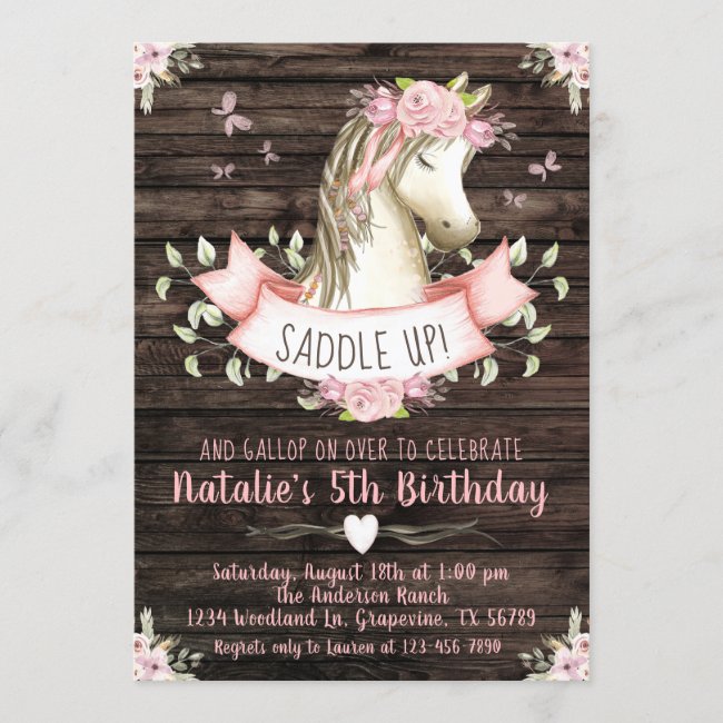 Sweet Horse Birthday Party Invitation