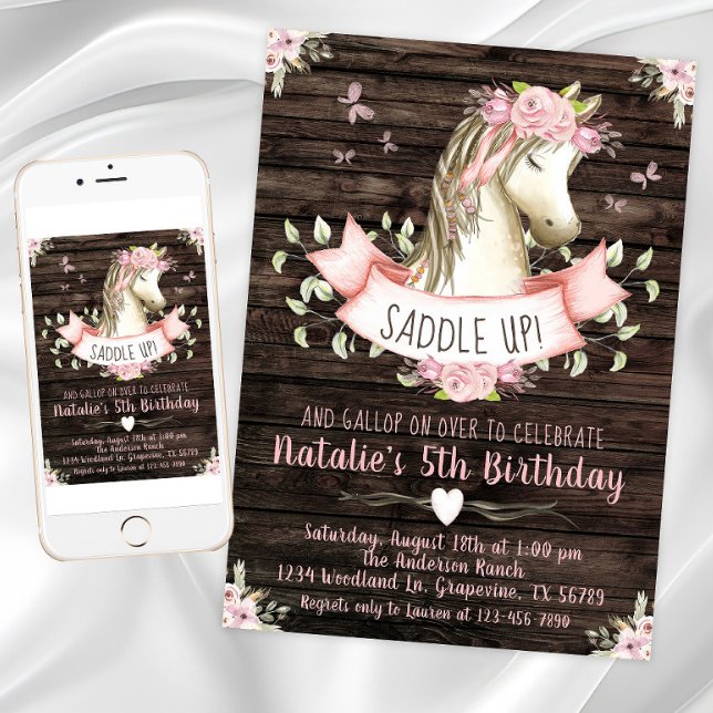 Sweet Horse Birthday Party Invitation