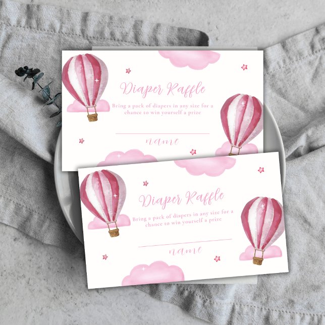 Sweet Hot Air Balloon Diaper Raffle Baby Shower  Enclosure Card (Sweet Hot Air Balloon Diaper Raffle Baby Shower Enclosure Card)