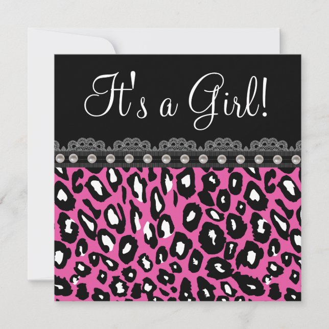 Sweet Hot Pink Leopard Baby Shower Invitation (Front)
