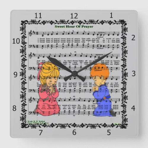 SWEET HOUR OF PRAYER SQUARE WALL CLOCK