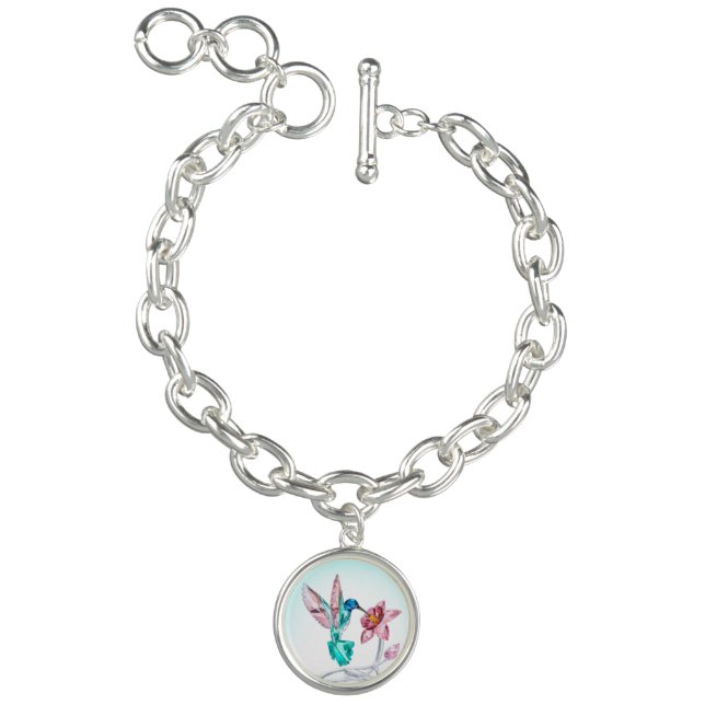 Sweet Hummingbird and Flower Crystal Art Print Bracelet (Product)