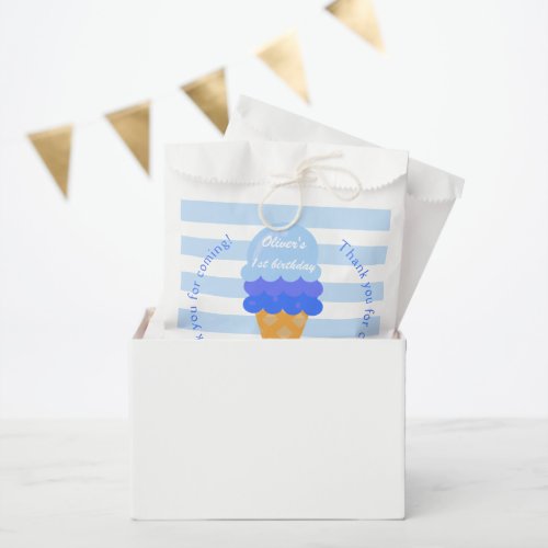 Sweet ice cream 1st birthday party blue boy favor bag