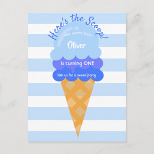 Sweet ice cream 1st birthday party blue boy postcard
