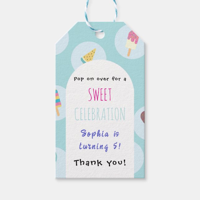 Sweet Ice Cream Birthday Gift Tags (Front)