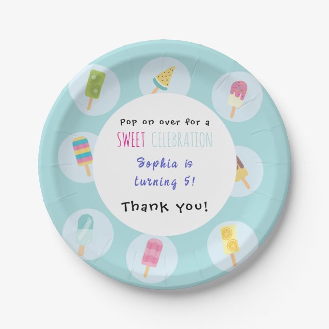 Sweet Ice Cream Birthday Paper Plates (Front)