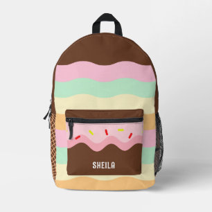 Sweet Ice Cream Color Custom Name Printed Backpack