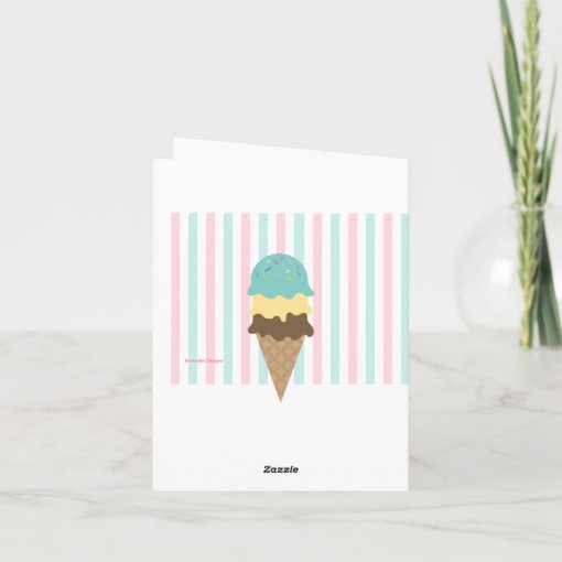 Sweet Ice Cream Cone Thank You Card Zazzle