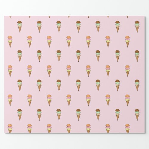 Sweet Ice Cream Cone Wrapping Paper