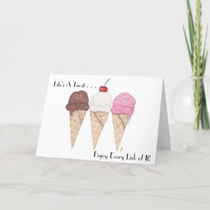 Sweet Ice Cream Cones Letterpress Thank You Card