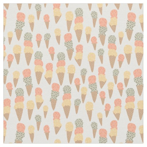 Sweet Ice Cream Cones Pastel Pattern Fabric
