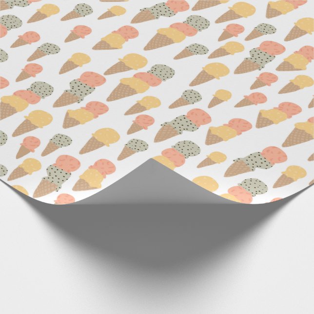 Sweet Ice Cream Cones Pastel Pattern Wrapping Paper (Corner)