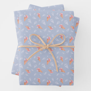 Sweet Ice Cream Cones Pattern Wrapping Paper Sheets