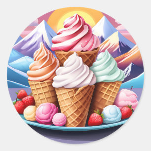 Sweet Ice Cream Dessert Classic Round Sticker