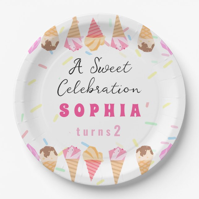 Sweet Ice Cream Party  Paper Plates (Front)