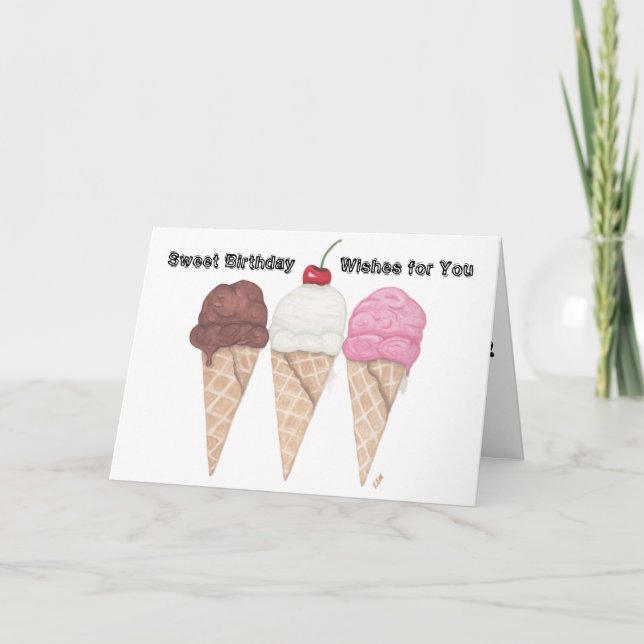 Sweet Ice Cream Scoops Thank You Card (Front)