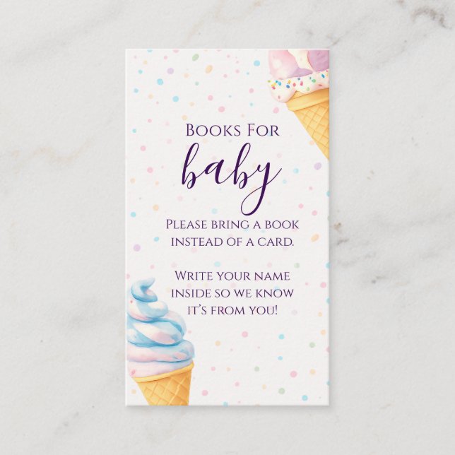 Sweet Ice Cream Sprinkle Books for Baby Shower Enclosure Card (Front)