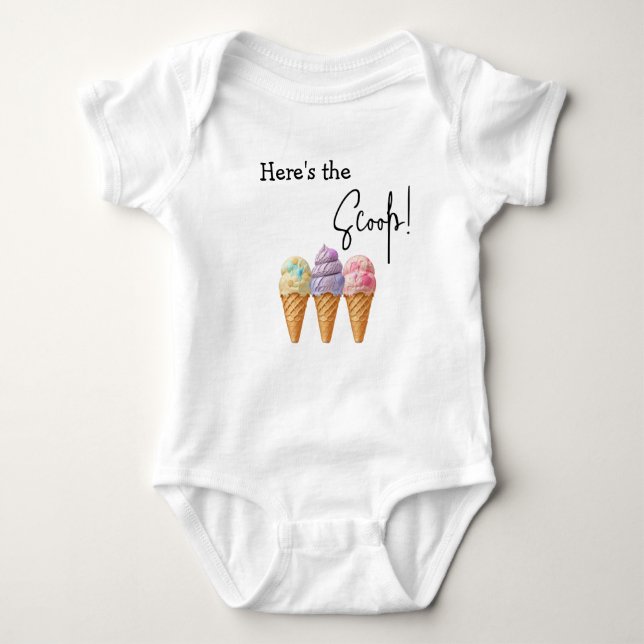 Sweet Ice Cream Summer Here Scoop Baby Shower Bodysuit (Front)