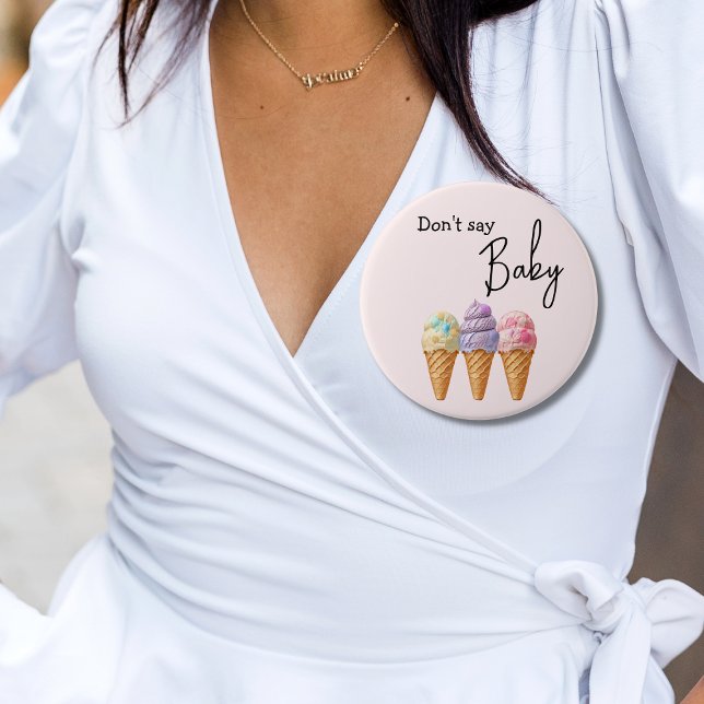 Sweet Ice Cream Summer Here Scoop Baby Shower Button (Creator Uploaded)