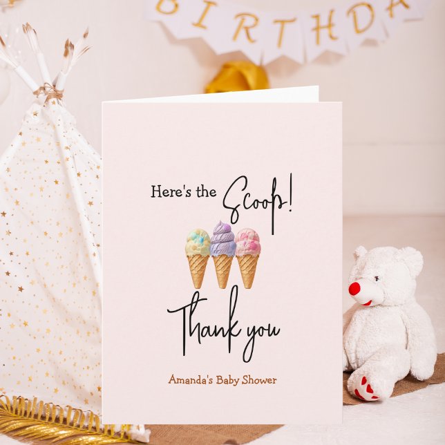 Sweet Ice Cream Summer Here Scoop Baby Shower Card (Creator Uploaded)